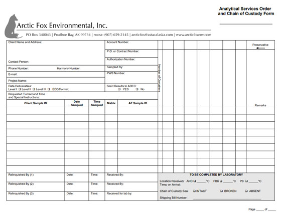 Chain of Custody form image